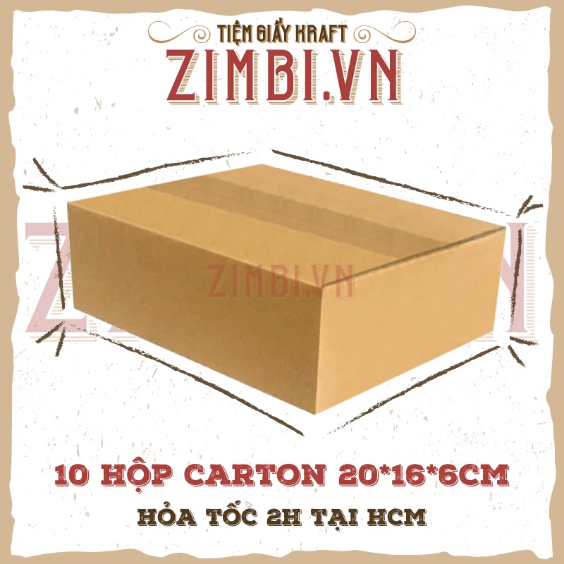 [20x16x6cm] 10 hộp carton ship cod chất lượng Zimbi | Hộp carton đóng hàng giá rẻ