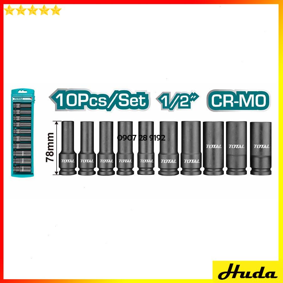 Bộ 10 đầu khẩu tiếp tuýp 1/2 inch Total Ingco ngắn dài nhiều kích thước tiện dụng 1234