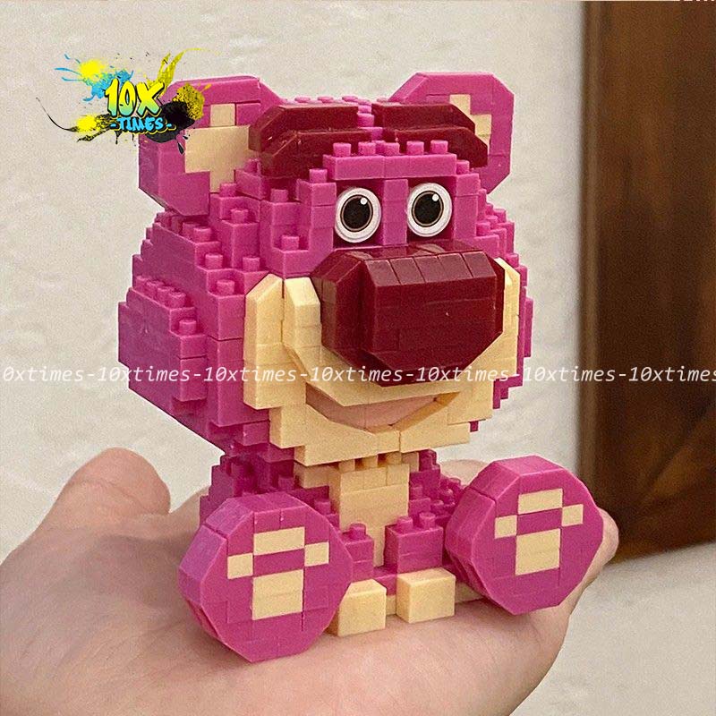 đồ chơi lắp ráp 3d gấu Lotso hồng toy story hoạt hình kì lân, quà tặng bạn gái, quà tặng trẻ em, đồ decor xinh xắn