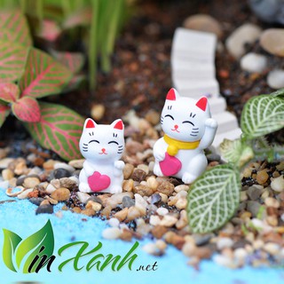 Phụ kiện tiểu cảnh Mèo thần tài size lớn nhỏ