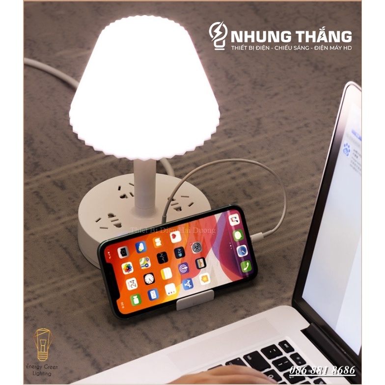 Ổ Cắm Điện Thông Minh Kiêm Đèn Bàn OD-435 - Tích Hợp Đèn Chiếu Sáng - 3 Chế Độ Ánh Sáng - Dây Điện Dài 2m8,4m8