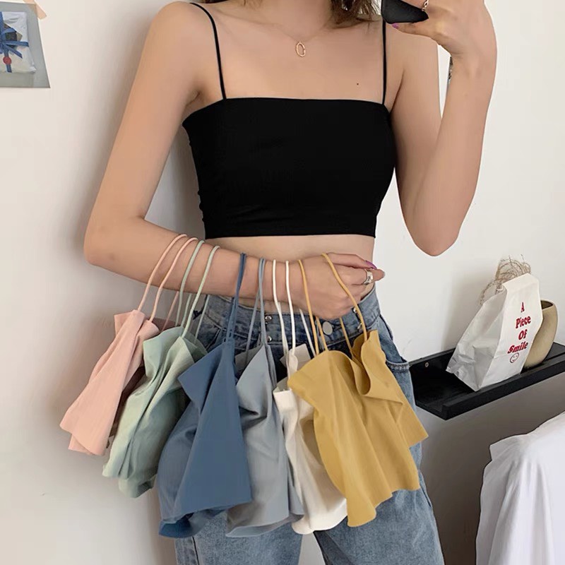 Áo Bra Đúc Su Trơn Quây 2 Dây Gân Tăm Có Đệm Ngực  ,Chất Liệu Thun Lạnh 078