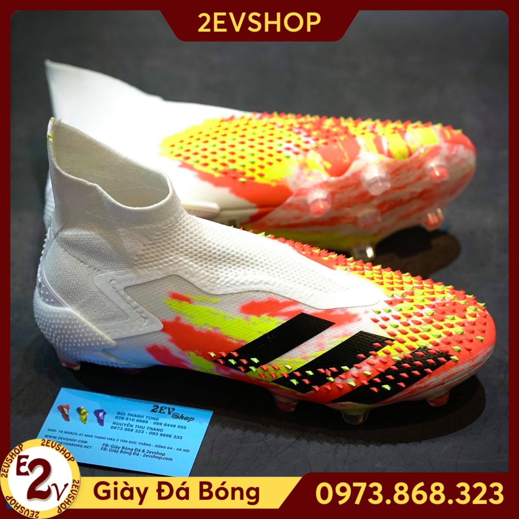 [Tặng Tất/Túi] Giày Đá Bóng Đinh Cao 𝗙𝗚 𝗣𝗿𝗲𝗱𝗮𝘁𝗼𝗿 𝟮𝟬+ Trắng Cam Đã Khâu Đã Khâu ˇ ⁵ . "