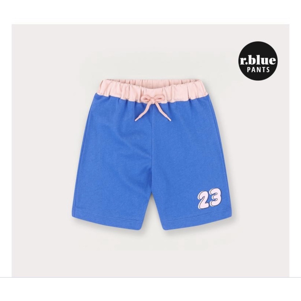 Quần đùi cotton Hej Mini màu xanh cạp hồng số 23