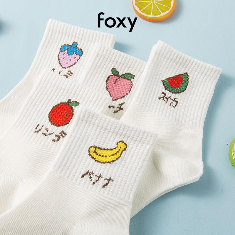 Tất Nữ Vớ Nữ Cổ Ngắn Foxy Hoạ Tiết Hoa Quả Phong Cách Nhật Bản - FOS004