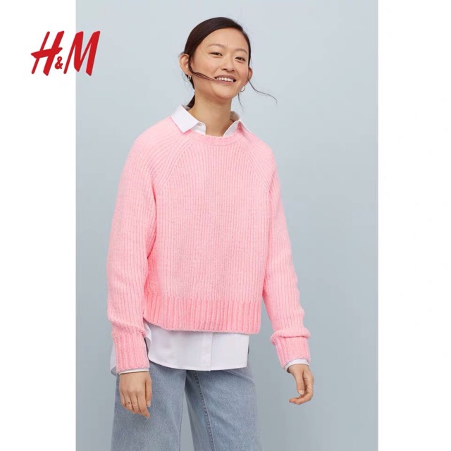 Áo Len Nhung H&M Authentic hồng nhạt gom sale