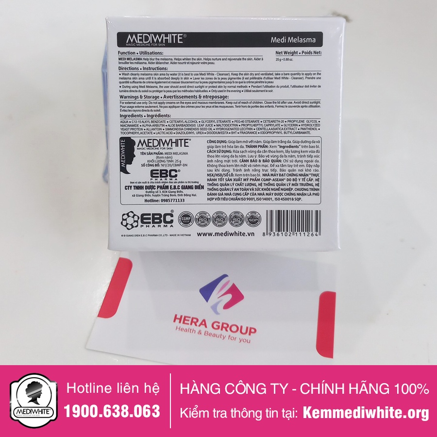 Kem Nám Medi White Chính Hãng - Medi Melasma - Kem Mờ Thâm Nám Tàn Nhang Trắng Da Medi White - Hàng Công Ty