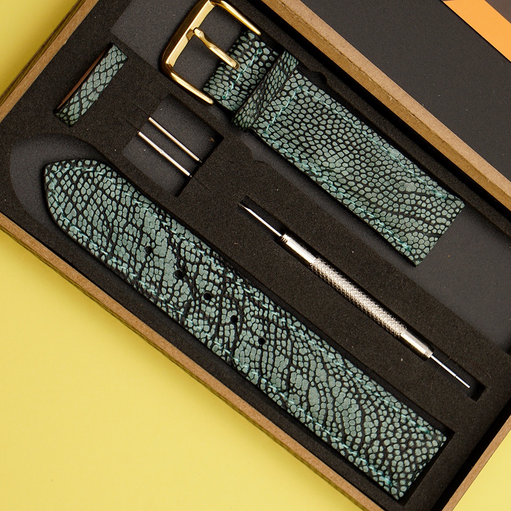 Dây Đồng Hồ Đà Điểu Wash Màu Xanh Lá MrFour | Watch Band - Watch Strap - Leather Watch