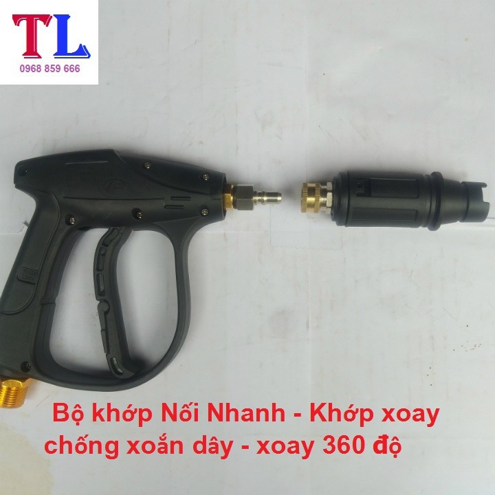 khớp nối nhanh - Khớp xoay chống xoắn dây phun xịt rửa xe (ren 14mm dùng cho súng đầu ren bằng)