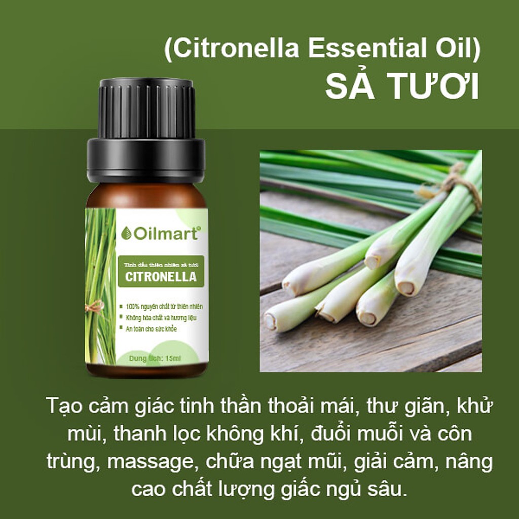 [Giá Dùng Thử] Tinh Dầu Thiên Nhiên Nguyên Chất Oilmart 15ml - Tinh dầu xông phòng giúp thanh lọc không khí, khử mùi