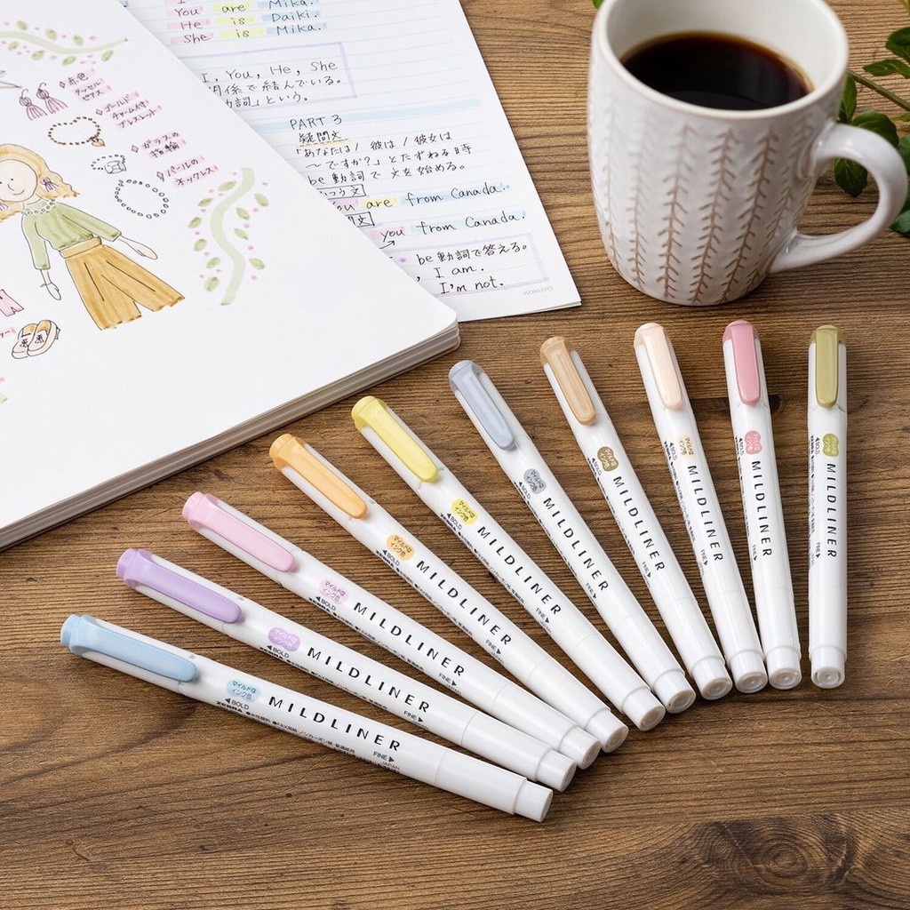 Bút đánh dấu 2 đầu Zebra Mildliner Nhật Bản  - 1 cây