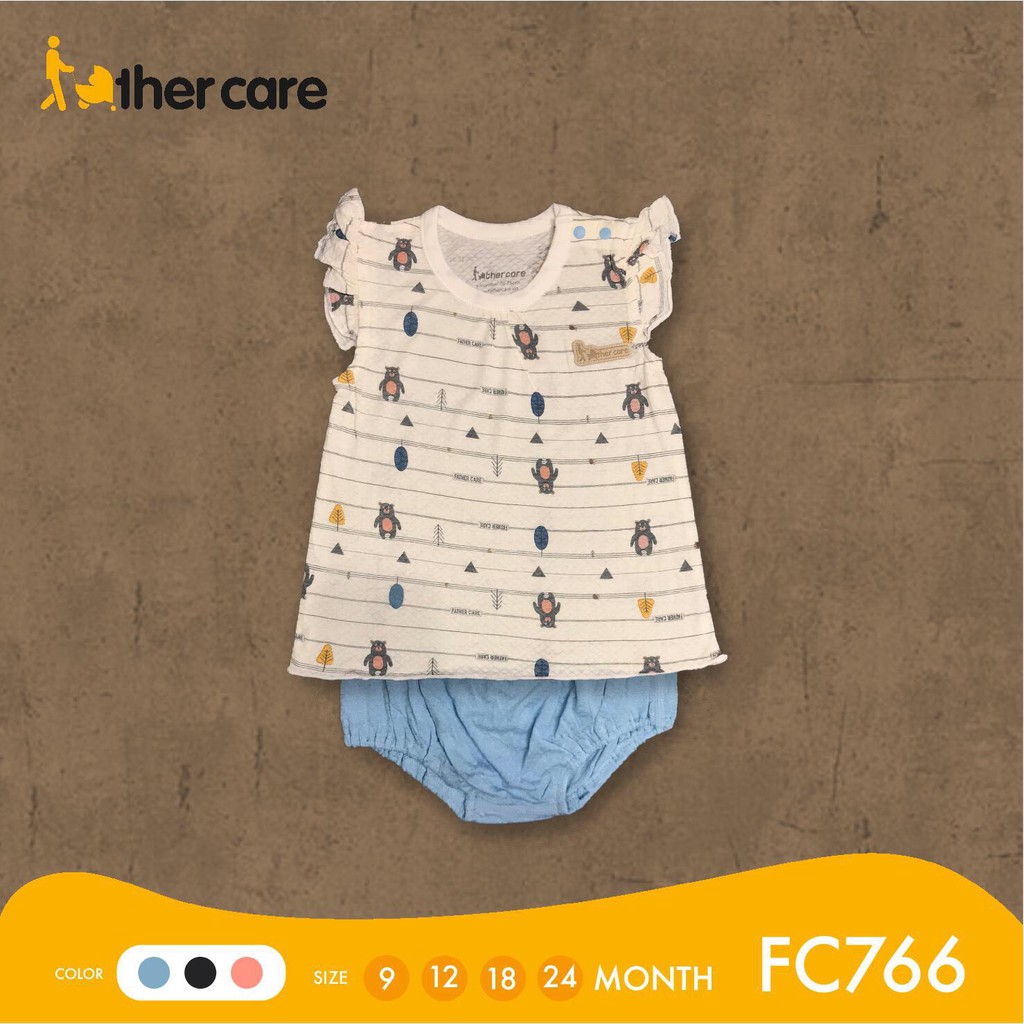 Bộ Quần áo FatherCare bé gái Tay hến Cộc tay - Gấu  FC766