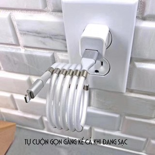 Dây cáp sạc chống rối, tự động thu gọn cho iphone, Type C, Micro USB