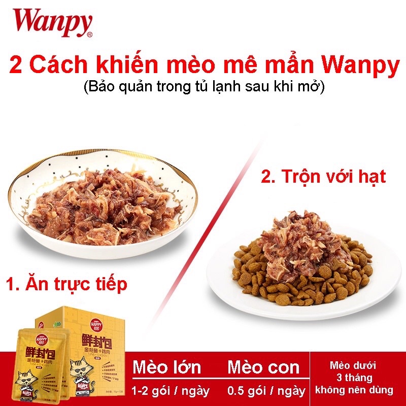 Pate Wanpy Happy 100 Bổ Sung Dinh Dưỡng, Giúp Lông Mềm Mượt, Giảm Kén Ăn Cho Mèo