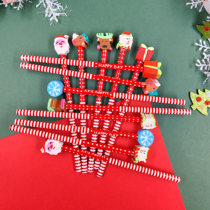 Bút chì kèm tẩy noel làm quà tặng giáng sinh