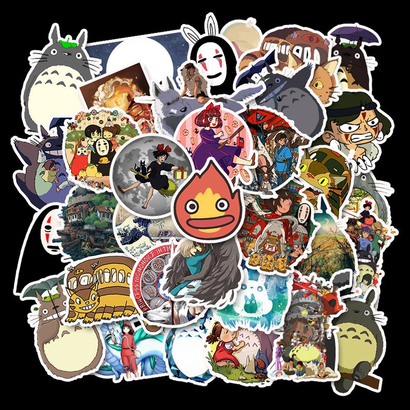 50 Stickers PVC Ghibli anime Vô Diện, Totoro, Kaonashi, Spirited Away, Howl's Moving Castle,... không thấm nước