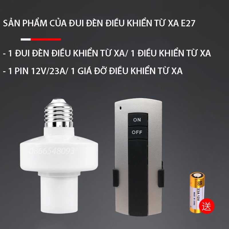 [Có bảo hành] Đui đèn điều khiển từ xa thông minh E27 khoảng cách lên tới 20m