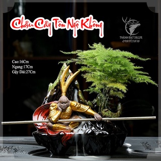 Chậu Cây Tôn Ngộ Không (không kèm cây), Mỹ Hầu Vương, Đại Thiên Đại Thánh Gằng Gốm Sứ Tráng Men Có Thể Đốt Trầm Hương