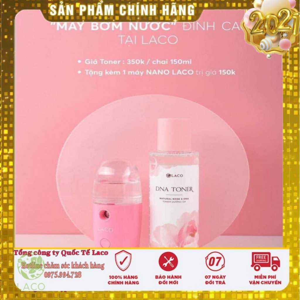 LACO DNA TONER nước hoa hồng trắng da, se khít lỗ chân lông (Tặng máy phun sương Nano)