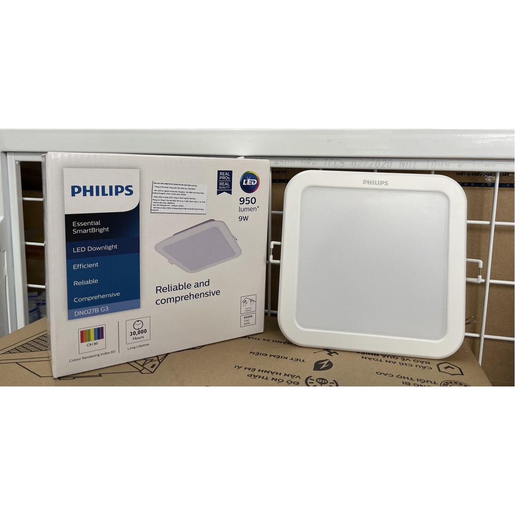 Đèn led âm trần vuông Philips, dòng DN027B G3 6w 9w 12w - hàng chính hãng