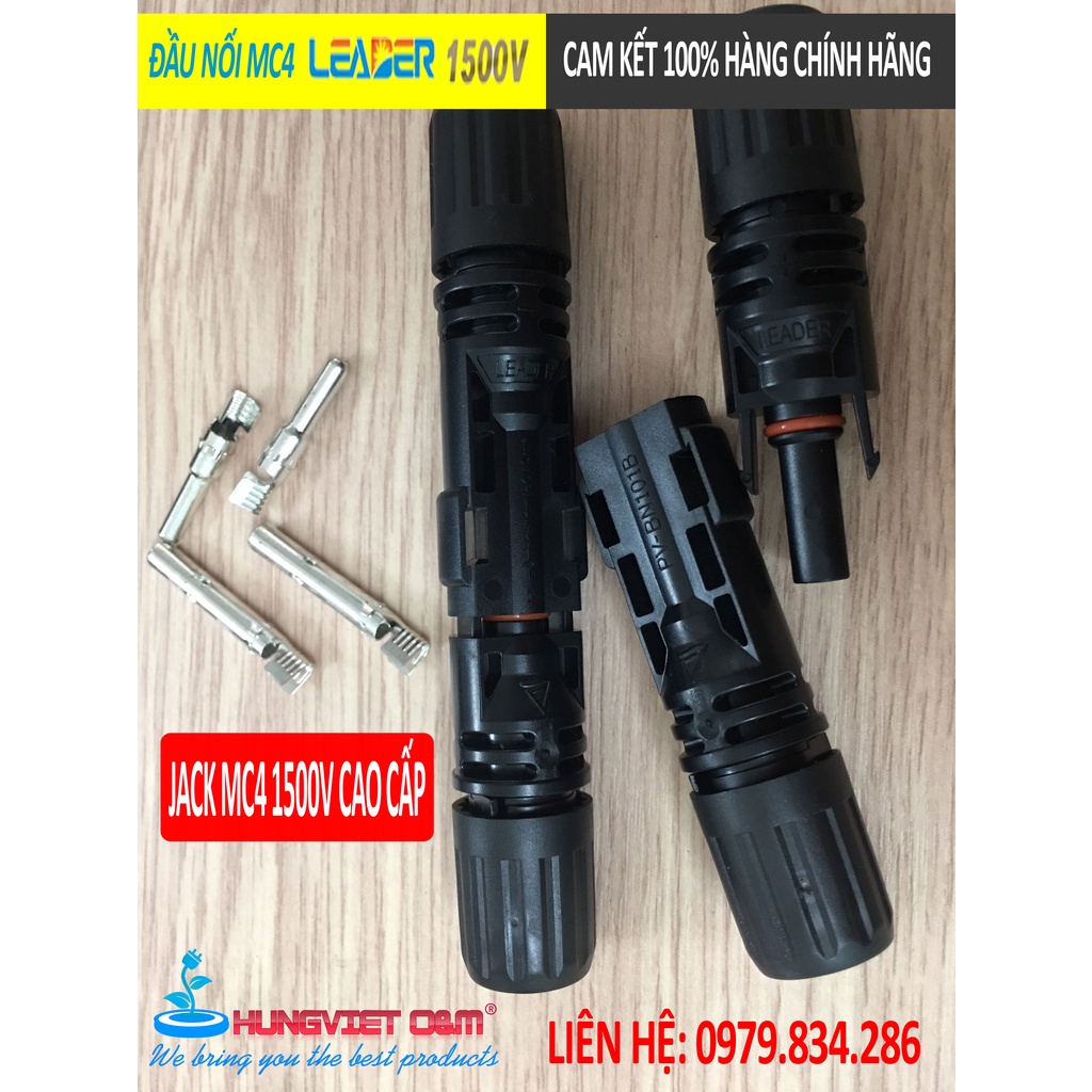 ĐẦU NỐI - JACK MC4 LEADER 1500VDC CAO CẤP DÙNG KẾT NỐI TẤM PIN NĂNG LƯỢNG MẶT TRỜI - HÀNG CHÍNH HÃNG