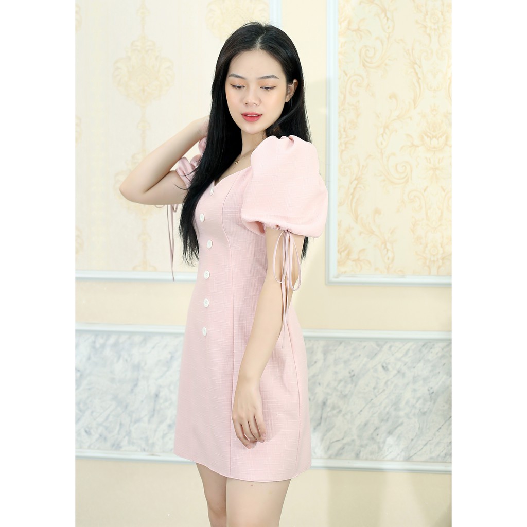 [Hình Ảnh Thật] Đầm chữ A Hotgirl MÀU HỒNG TAY PHỒNG dễ thương - Lụa Mango cao cấp co dãn đứng phom, đường mau siêu đẹp