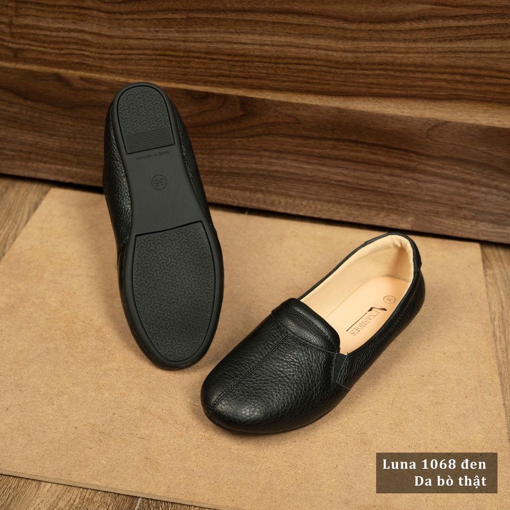 Giày bệt nữ, giày búp bê nữ da bò LUNASHOES 1068 màu đen nâu trắng fullsize bảo hành 24 tháng 1 đổi 1 Giày búp bê