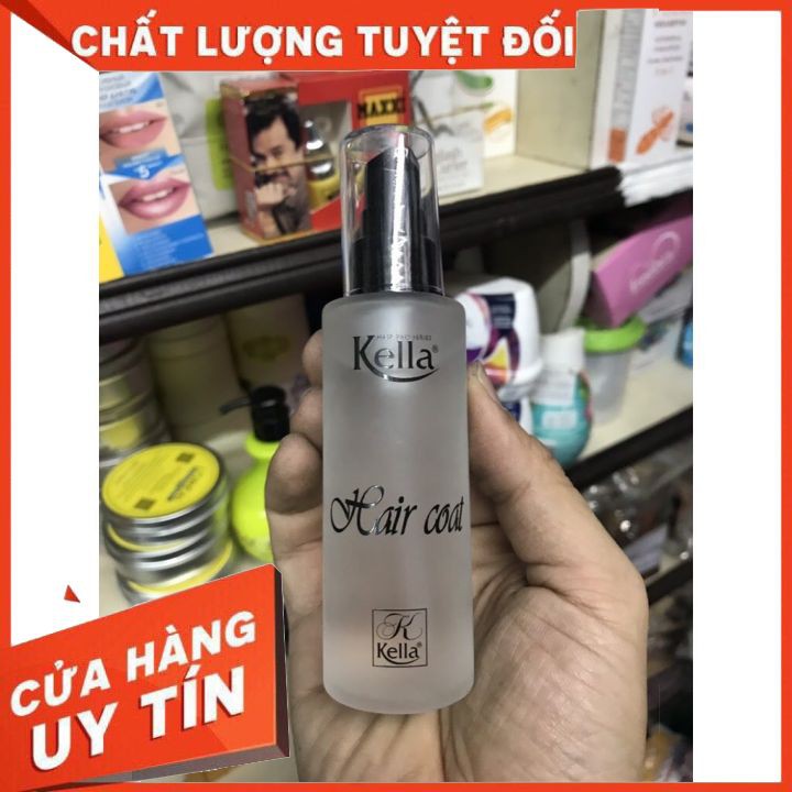 Dầu bóng  tinh dầu KELLa  60ml Haircoat with suncreen d chai thủy tinh nắp đen ] dưỡng bóng tóc phục hồi hư t