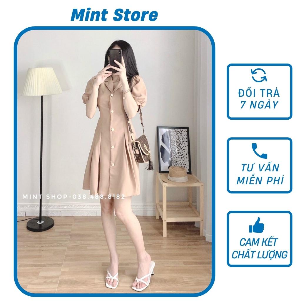 Váy đầm thiết kế, đầm dự tiệc Cúc Ngọc Tay Bồng hàng thiết kế loại 1 cực tôn dáng