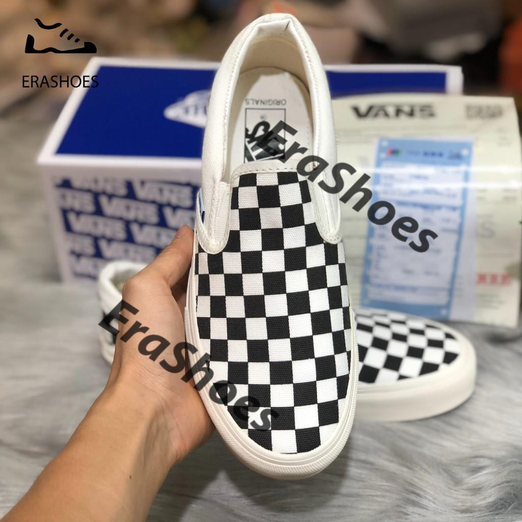 freeship unisex [EraShoes] Giày Vans vault caro (Checkerboard Slip On) Bản SlÊU CẤP Nam/Nữ (Chụp tại Shop)