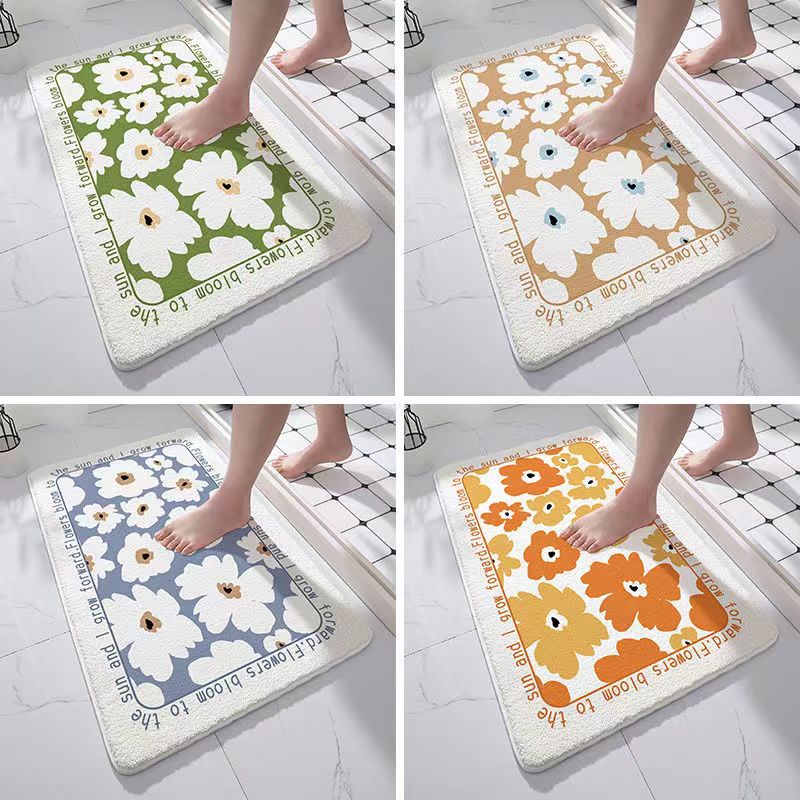 Thảm lót cửa chùi chân Họa Tiết Hoa Nhiều Màu Sắc