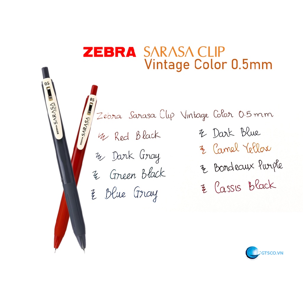 BÚT BI GEL ZEBRA SARASA CLIP JJ15 NHẬT BẢN 10 MÀU VINTAGE