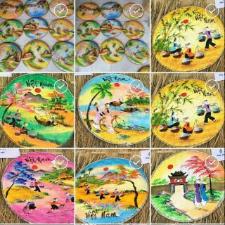 Bộ 10 mẹt tre vẽ tranh phong cảnh việt nam