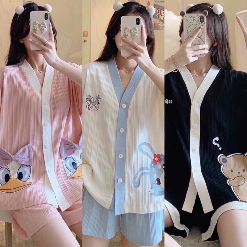 🐰ẢNH THẬT 🐰 BỘ PIJAMA NỮ 🐰 ĐỒ BỘ PIJAMA KIỂU CỔ YUKATE KOREA MÙA HÈ 🐰