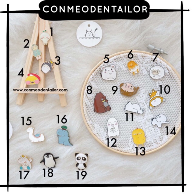 CONMEODENTAILOR Ghim cài balo túi áo