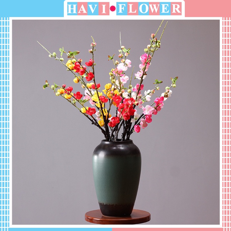 Hoa giả - Hoa Đào giả lụa cao cấp đẹp 65cm trang trí Tết hút tài lộc, decor nhà cửa ấm cúng