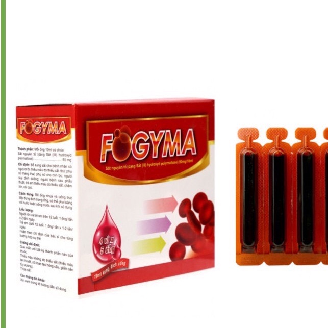 Fogyma hộp 20 ống sắt nước bổ sung cho cơ thể không lo nóng táo bón