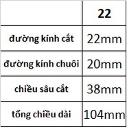 Mũi phay 22mm, 4 me cắt, chất liệu thép gió