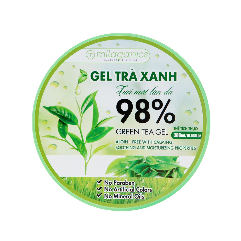 Gel Trà Xanh Tươi Mát Làn Da Milaganics (300ml / Hộp)