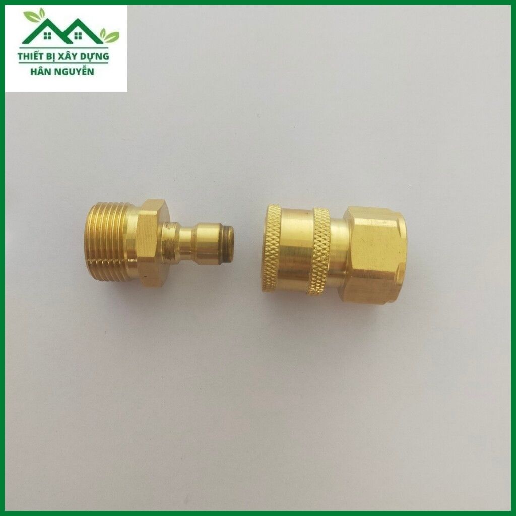 Bộ khớp nối nhanh máy rửa xe bằng đồng thau ren 22mm,khớp nối nhanh ống nước và súng xịt rửa xe