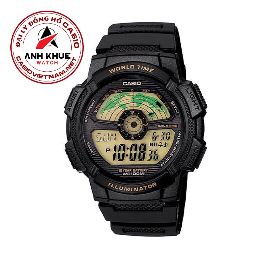 Đồng Hồ Casio Nam AE-1100W-1BVDF Dây Nhựa | Pin 10 Năm | Chống Nước WR100M