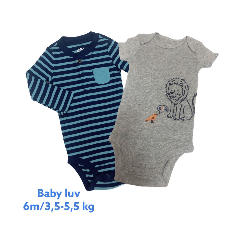 Bé Trai, Set 2 bodysuit cộc tay Carter xuất dư giá rẻ,màu ngẫu nhiên