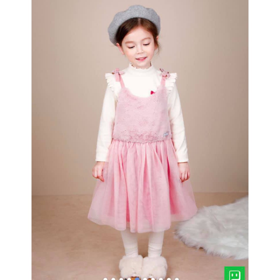 Đầm voan hai dây xuất Hàn Jelispoon cho bé gái 5-10T D142
