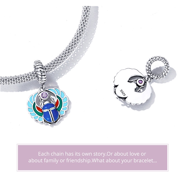 Vòng cổ BAMOER bạc 925 mặt con công đính đá thời trang