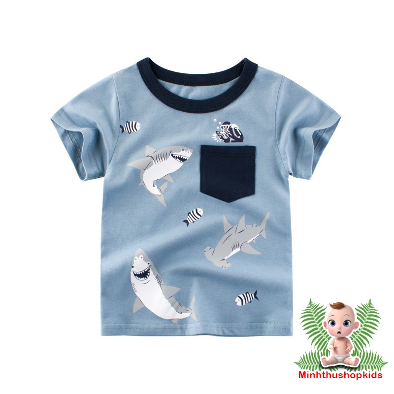 Áo thun bé trai 27kids áo thun cho bé họa tiết ngộ nghĩnh chất cotton QATE 561