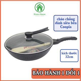 Chảo Chống Dính Sâu Lòng Siêu Bền Đá Coopia Hàn Quốc có nắp kính size 32cm