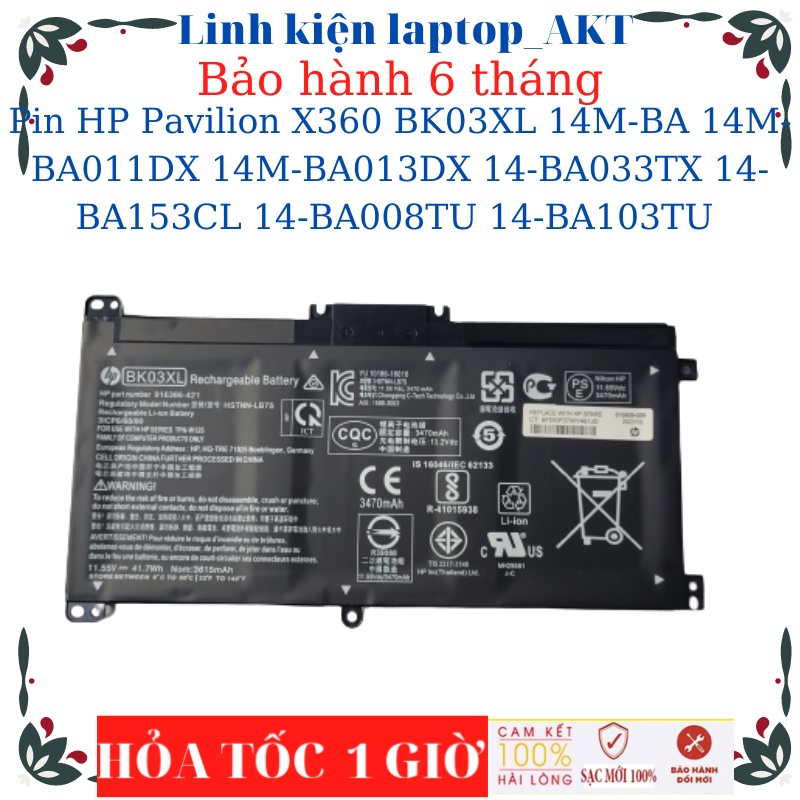 Pin Laptop HP Pavilion X360 BK03XL 14M-BA 14M-BA011DX 14M-BA013DX 14-BA033TX 14-BA153CL 14-BA008TU 14-BA103TU 14-BA159TX