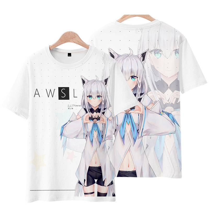 Áo thun tay ngắn cổ tròn in hình Shirakami Fubuki Natsuiro Matsuri thời trang đường phố unisex