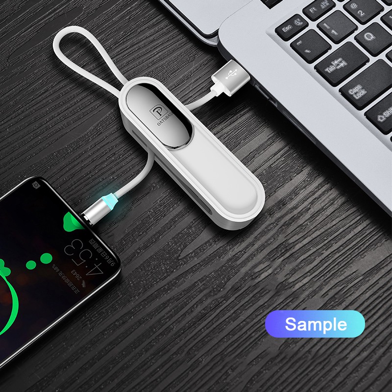 Dây cáp sạc dữ liệu micro usb / type-c 3 trong 1 OATSBASF có móc khóa nam châm nhỏ gọn