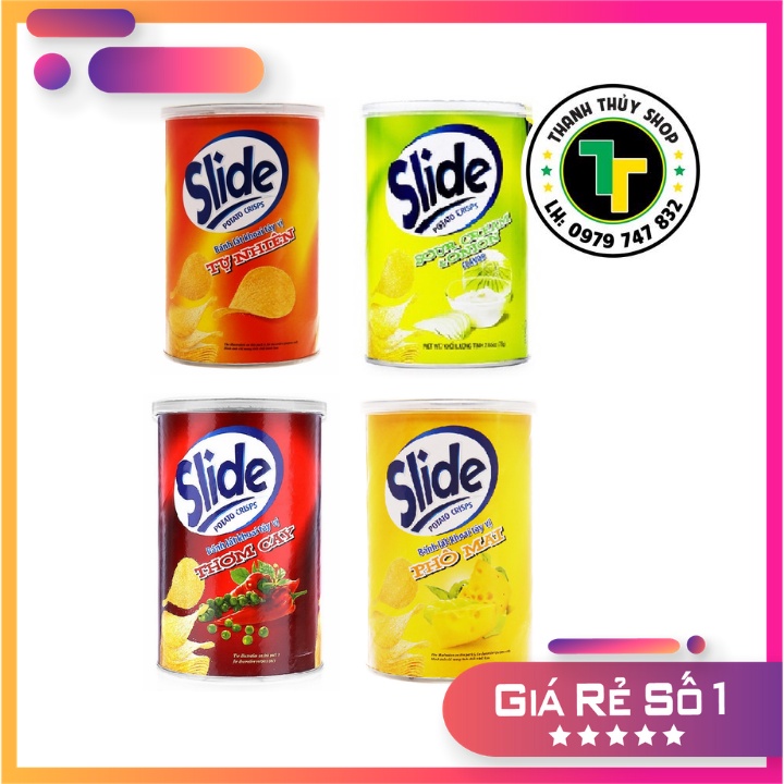 Combo 04 hủ Khoai tây ống Slide nhiều vị chọn ngẫu nhiên giòn rụm vị siêu ngon ăn mãi còn thèm loại 90g